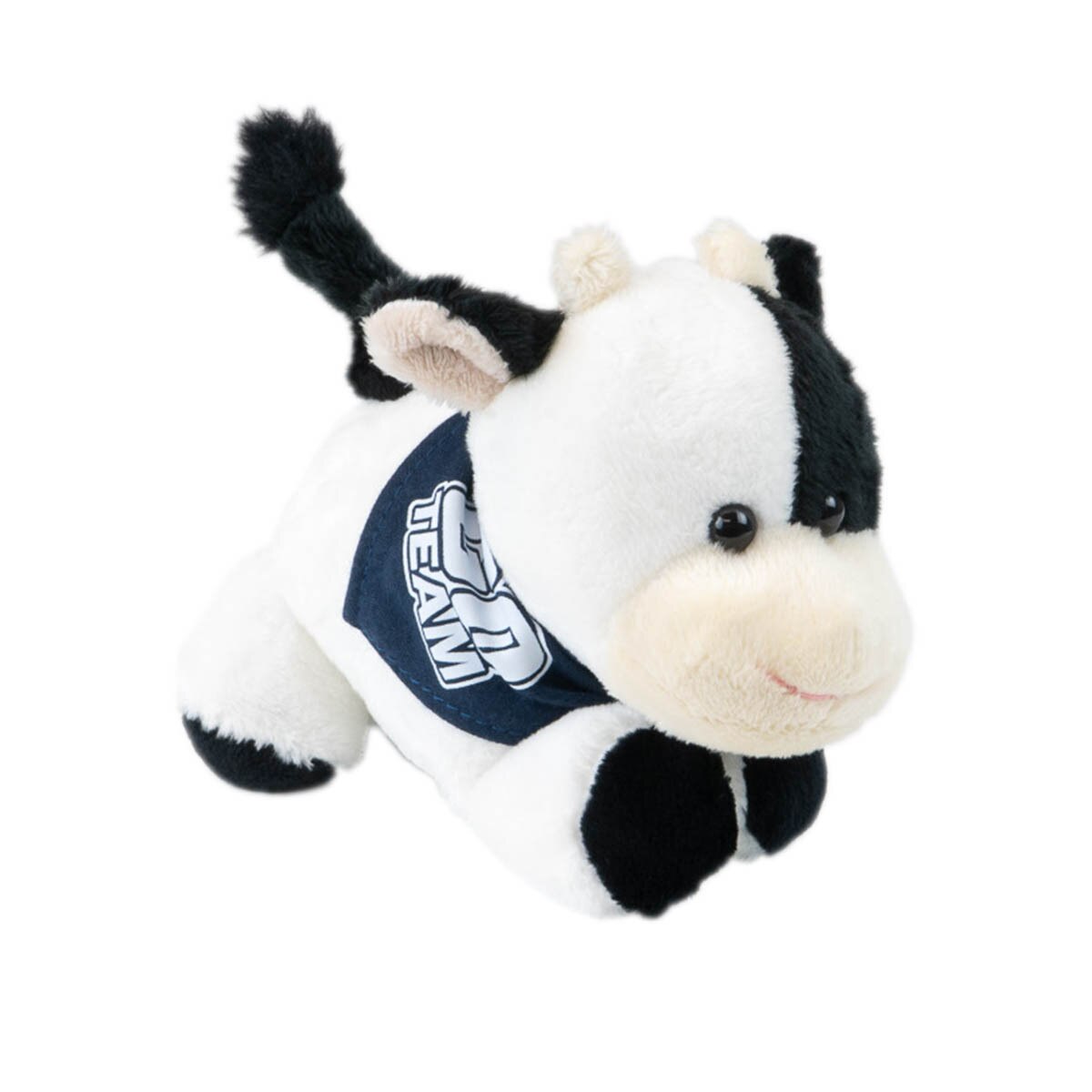 Mini cow stuffed animal with go team navy bandana